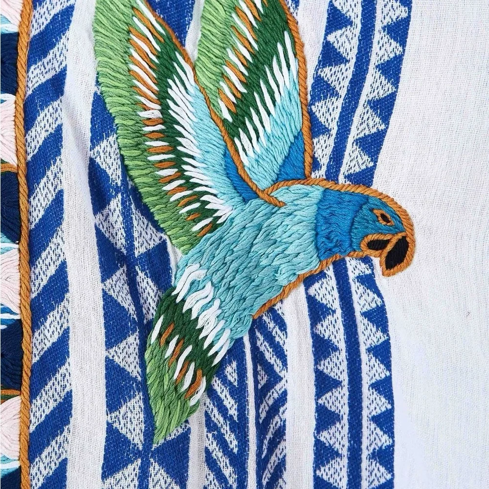 FARM Rio Blue and White Geometric Coverup - Picture 4 of 10